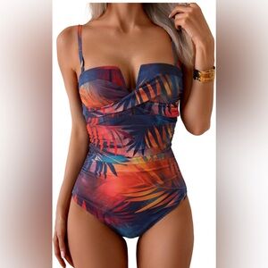 Eomenie Women's Push Up Wrap Front Swimsuit One Piece Tummy Control Bathing Suit